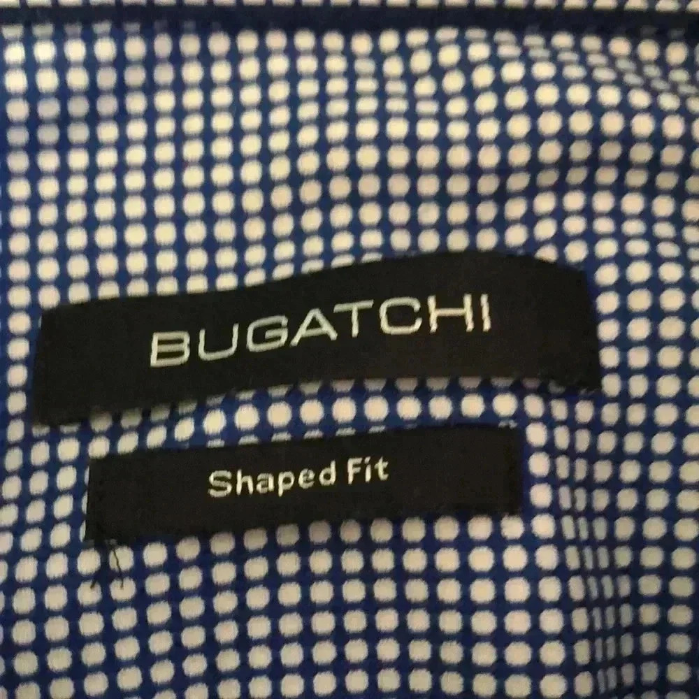 Bugatchi men’s dress shirt button up 17/34/35 blue and white - Picture 6 of 14